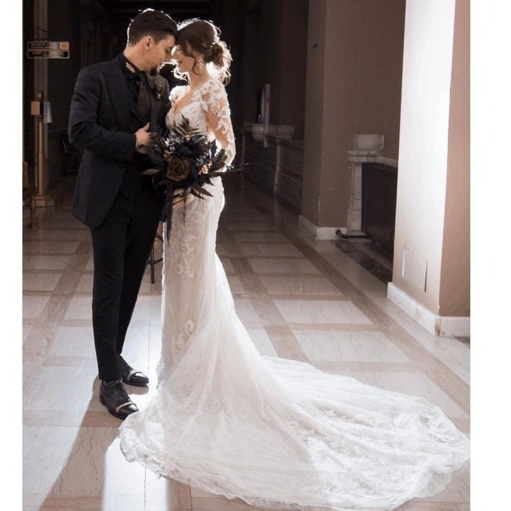 Galina Signature Sheer Corset Bodice‎ Sheath Wedding Dress SWG942